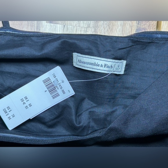 Abercrombie & Fitch Black Tie Sleeve Bow Shoulder Linen Knee Length Dress Size 4 - Picture 8 of 9